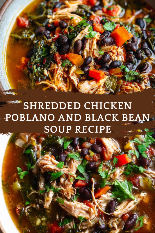 Shredded Chicken Poblano and Black Bean Soup