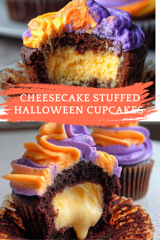 Cheesecake Stuffed Halloween Cupcakes