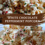 Christmas white chocolate peppermint popcorn