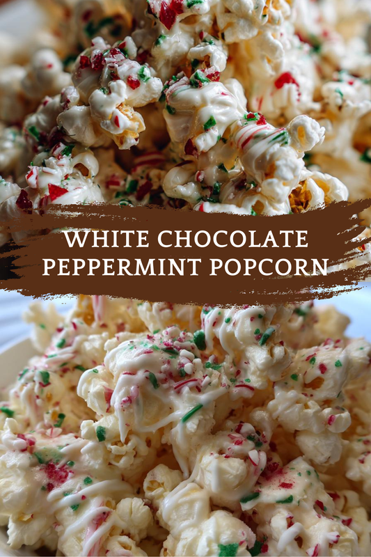 Christmas white chocolate peppermint popcorn