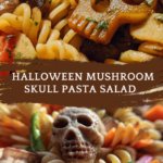 Halloween Mushroom Skull Pasta Salad