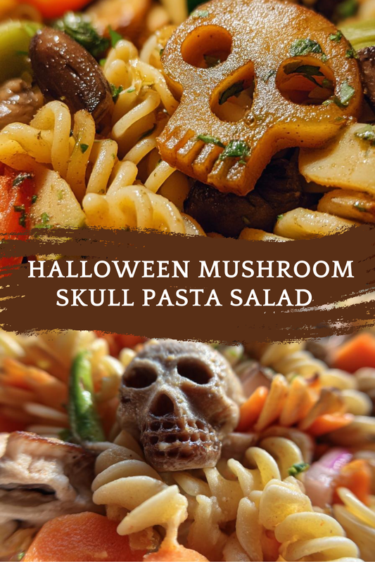 Halloween Mushroom Skull Pasta Salad