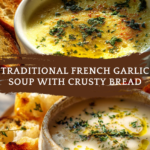 Traditional French Garlic Soup Recipe with Crusty Bread