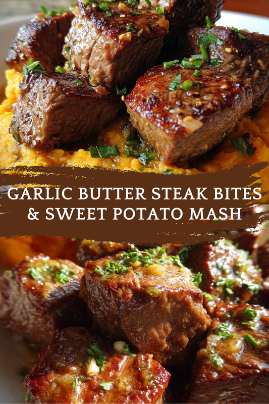 Easy Garlic Butter Steak Bites & Sweet Potato Mash