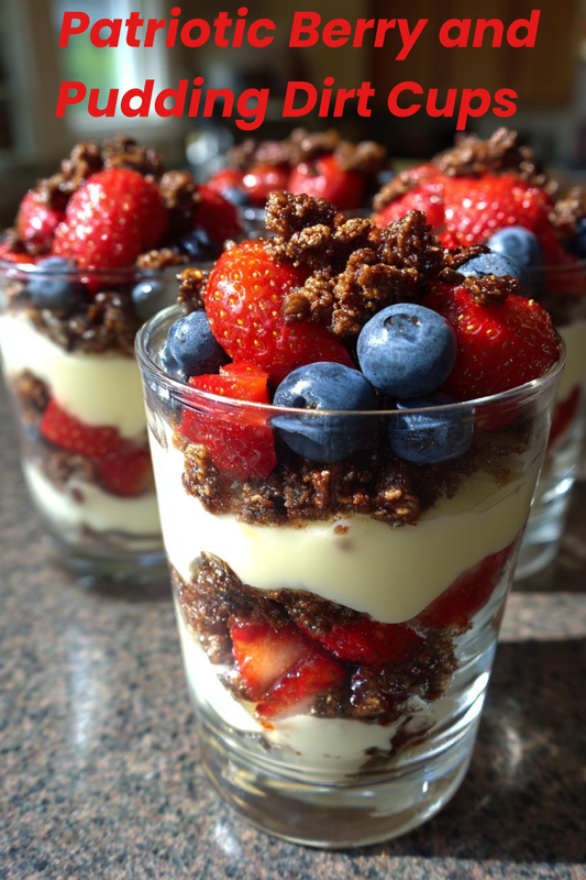 Patriotic Berry and Pudding Dirt Cups