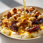 Creamy Baked Feta Dip Appetizer Recipe With Dates, Hazelnuts, And Honey