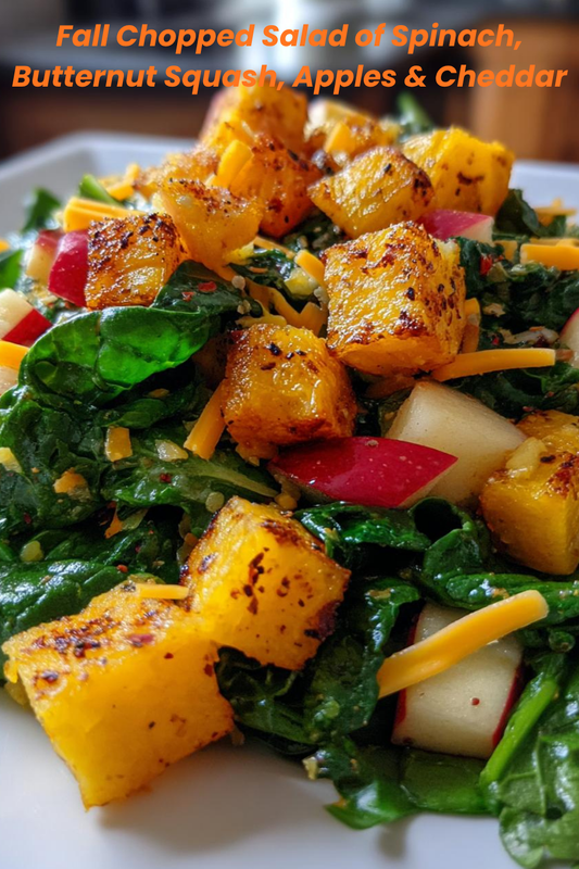 Fall Chopped Salad with Spinach, Butternut Squash, Apples & Cheddar