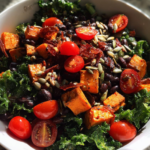 Massaged Kale Salad with Roasted Sweet Potato & Black Beans