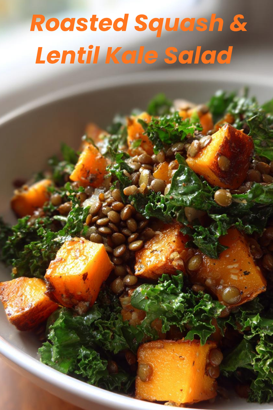Roasted Squash & Lentil Kale Salad
