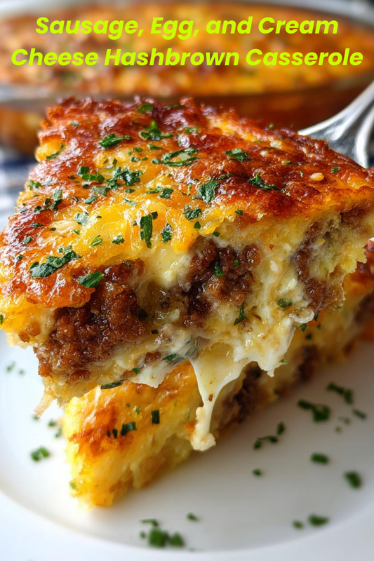 Sausage, Egg, and Cream Cheese Hashbrown Casserole