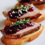 Seared Duck Breast Crostini with Blackcurrant Jelly