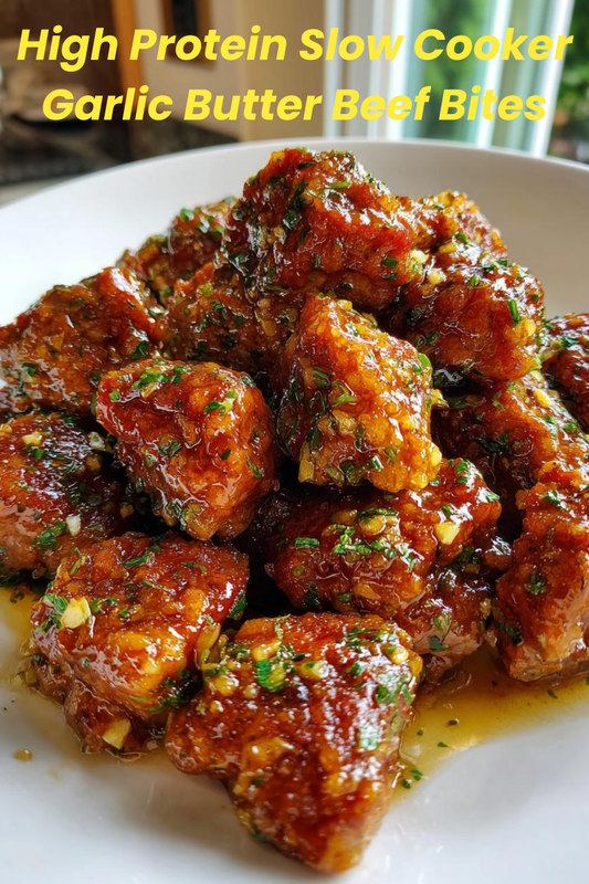 High Protein Slow Cooker Garlic Butter Beef Bites