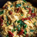 Slow Cooker Creamy Tuscan Chicken Orzo