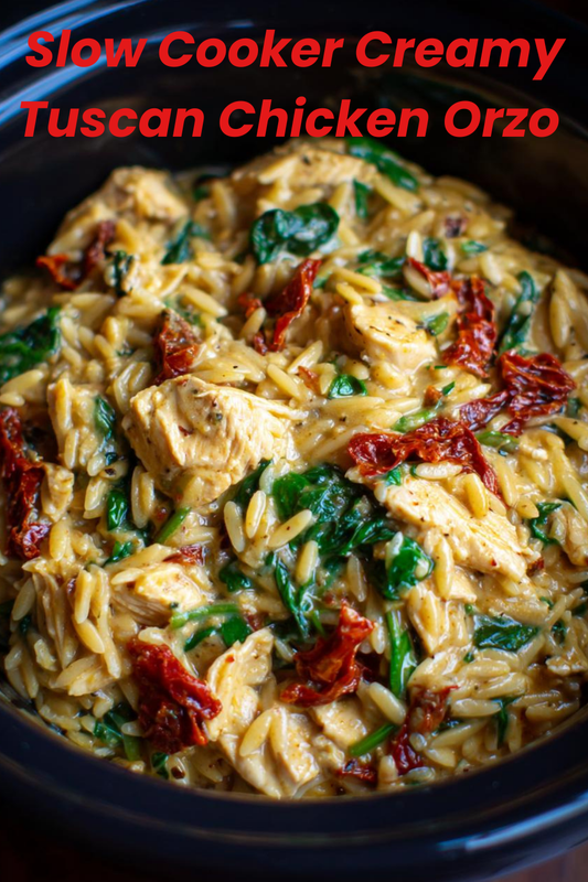 Slow Cooker Creamy Tuscan Chicken Orzo