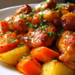 Slow Cooker Honey Garlic Chicken with Carrots & Potatoes