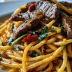 Sweet and Spicy Garlic Steak Pasta