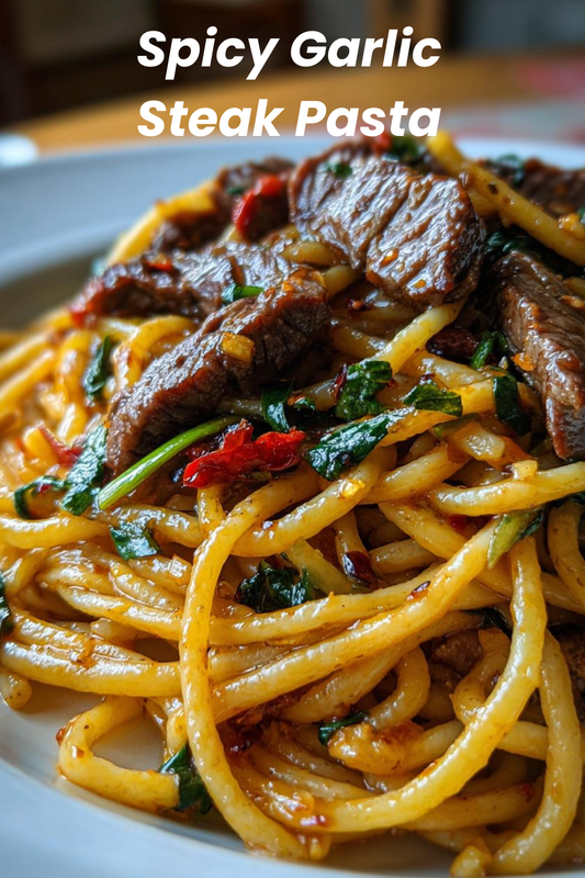 Sweet and Spicy Garlic Steak Pasta